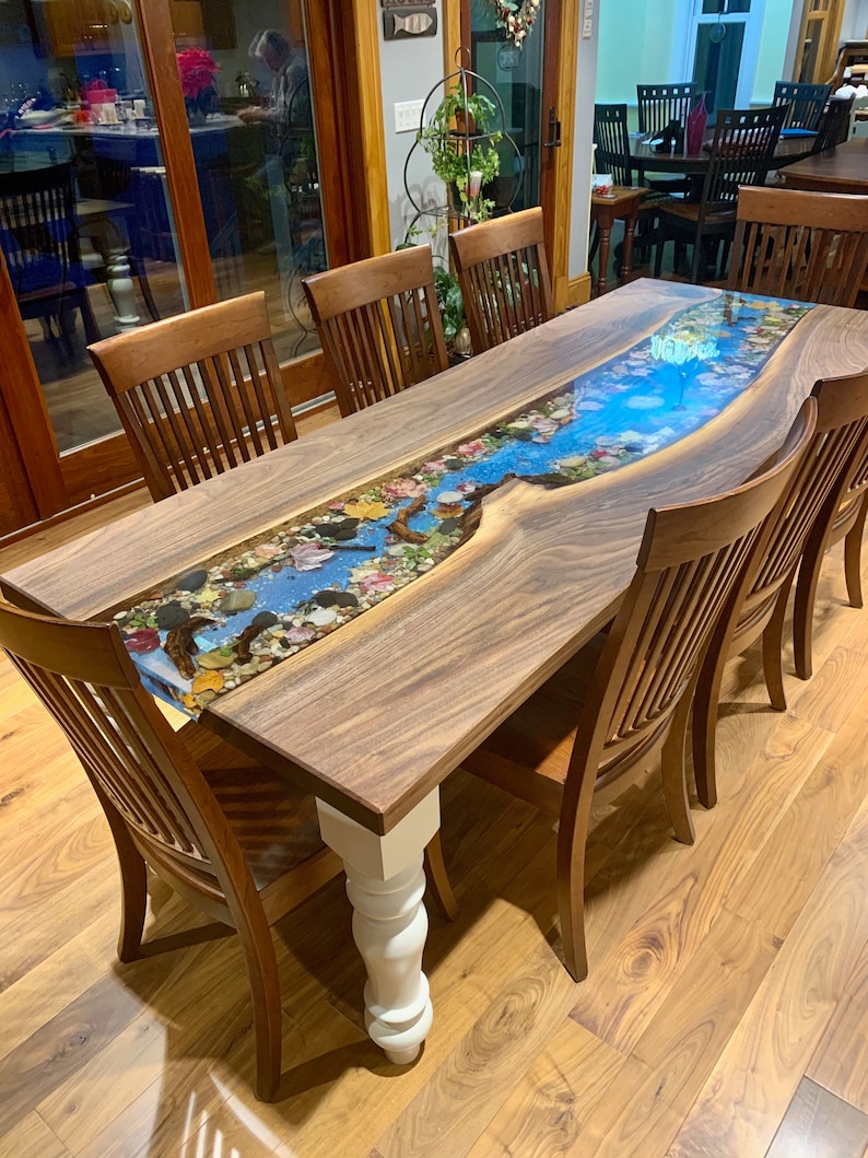 Black walnut natural river table Etsy