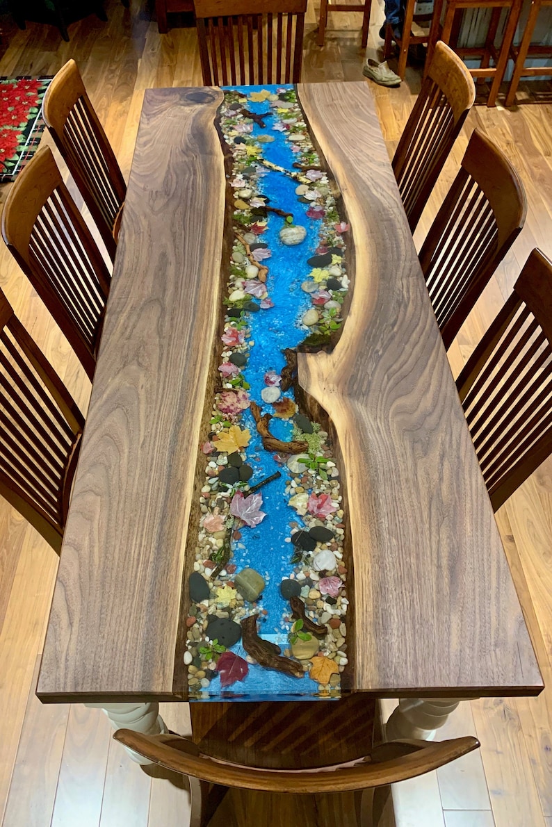 Black Walnut Natural River Table Etsy