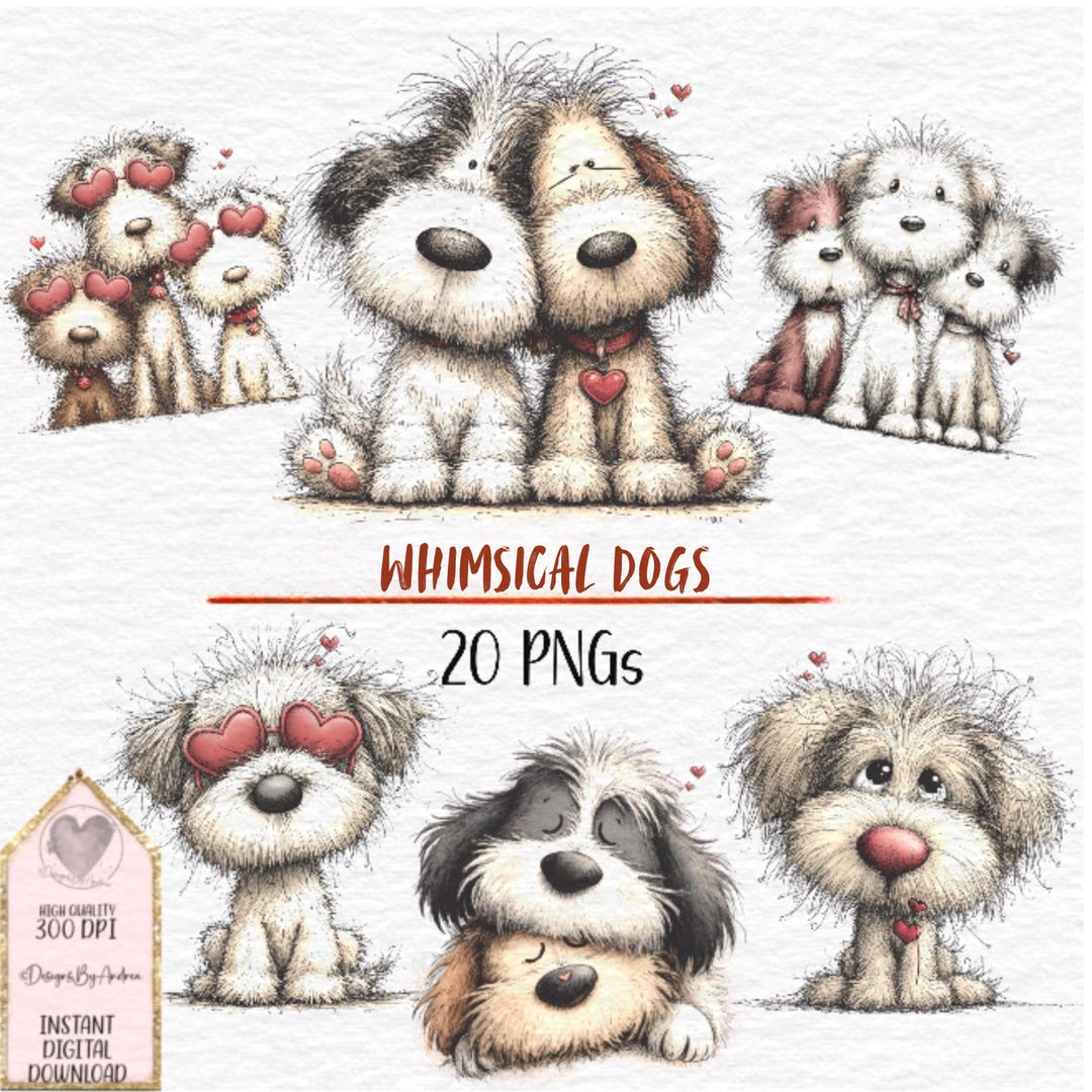 Whimsical Dogs Clipart Bundle – 20 Pngs | Instant Download - Etsy