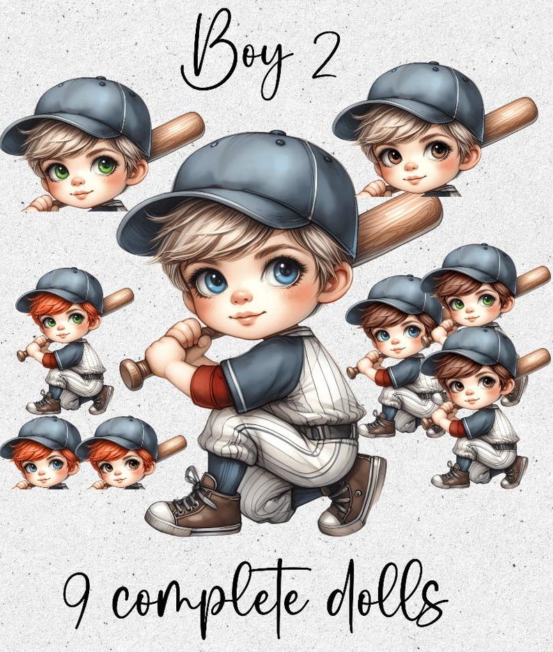 Baseball Chibi Dolls: 38 PNG Clipart Images (digital Download) - Etsy