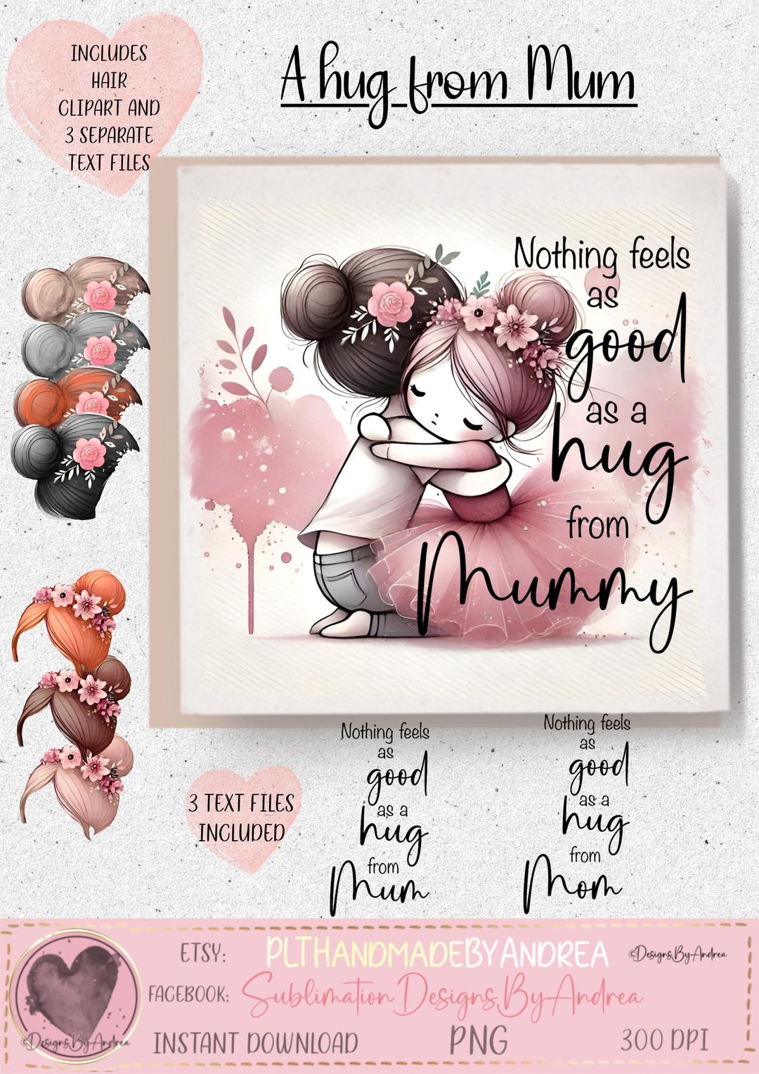 Mum Base A Hug From Mum, Mummy, Mom. Base File Plus 3 Text Files and Hair ...