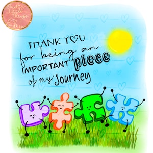 Thank you for being a piece of my journey, puzzle design for Teacher, nursery, teacher assistant appreciation jigsaw design, PNG