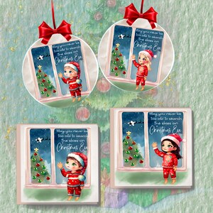 Ragazza e ragazzo carini di Natale, design delle finestre. Singoli elementi da mescolare e abbinare. 15 file PNG. Download istantaneo.