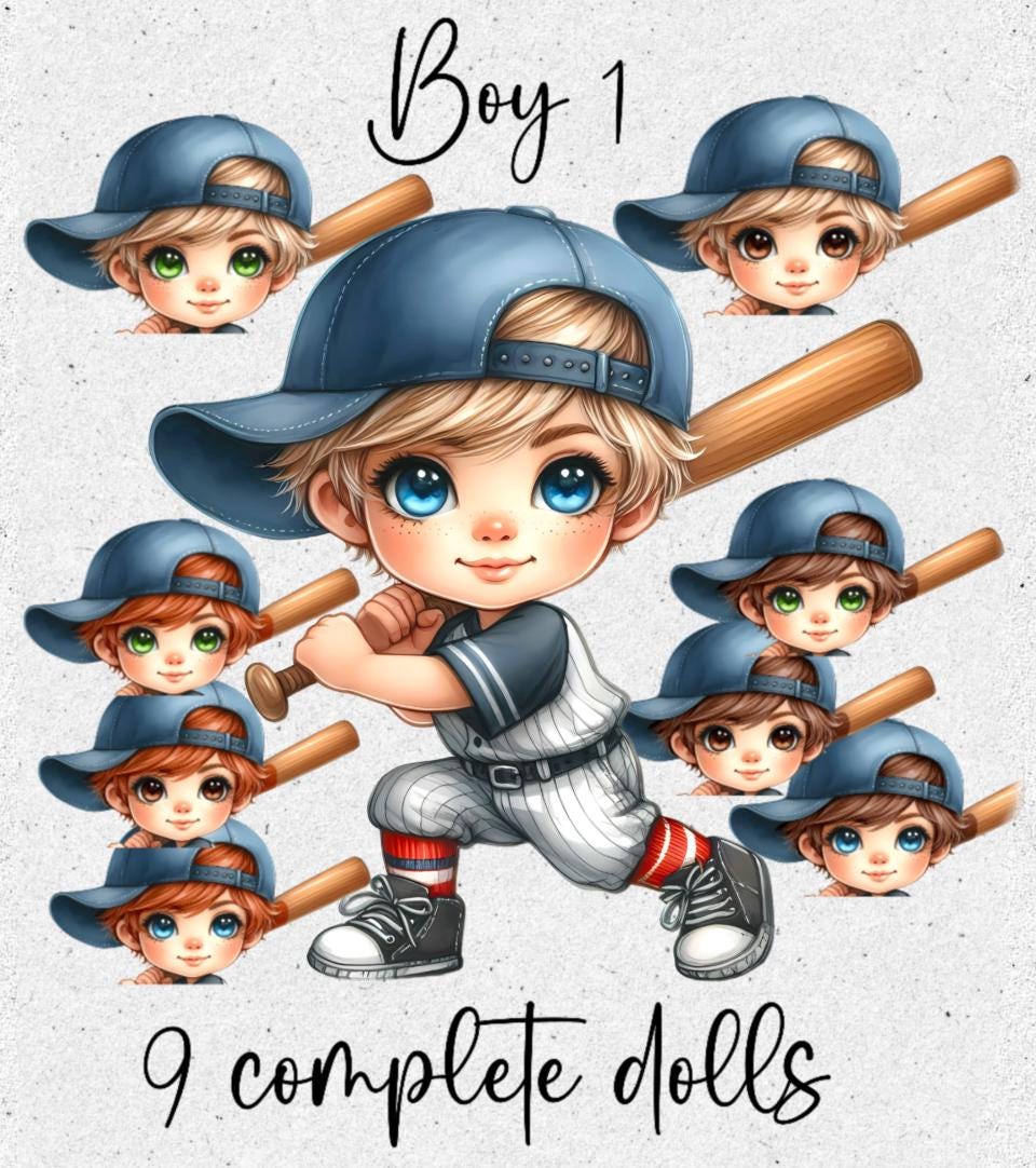 Baseball Chibi Dolls: 38 PNG Clipart Images (digital Download) - Etsy