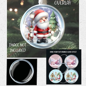 Glass bauble overlay. File to place on top of your flat designs to give it a glass effect. 3 files. Christmas PNG. Sublimation design.