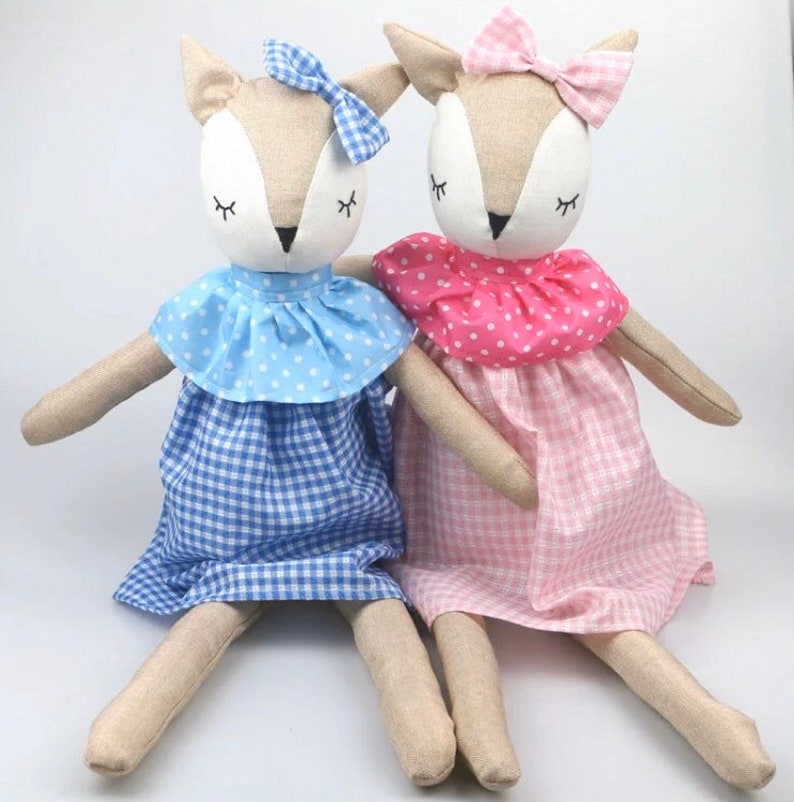 Heidi & Helena stuffed cotton cute deer doll blue or pink 60 cm/ stuffed animal/ baby gift image 1