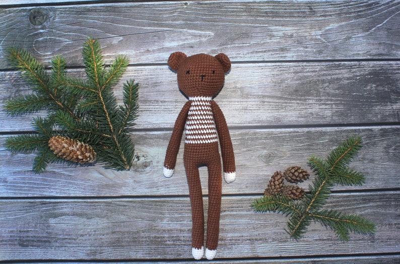Oleg the bear crochet amigurumi style bear/ forest animal/ crochet stuffed animal/ baby toy/ crochet teddy bear/ image 1