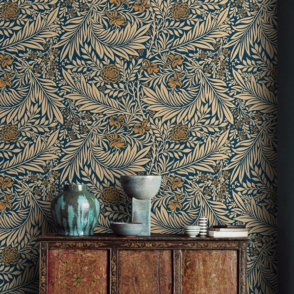 Dark Botanical Wallpaper Etsy