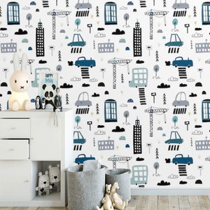 Wallpaper kids Cars boys room wall paper Peel and stick removable children wallpaper