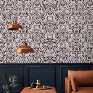 Damask wallpaper vintage Peel and stick wallpaper mural removable or Traditional elegant wallpaper