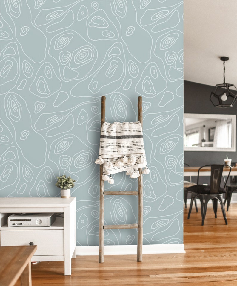 Peel and Stick Wallpaper Mural Blue White Removable Abstract Etsy