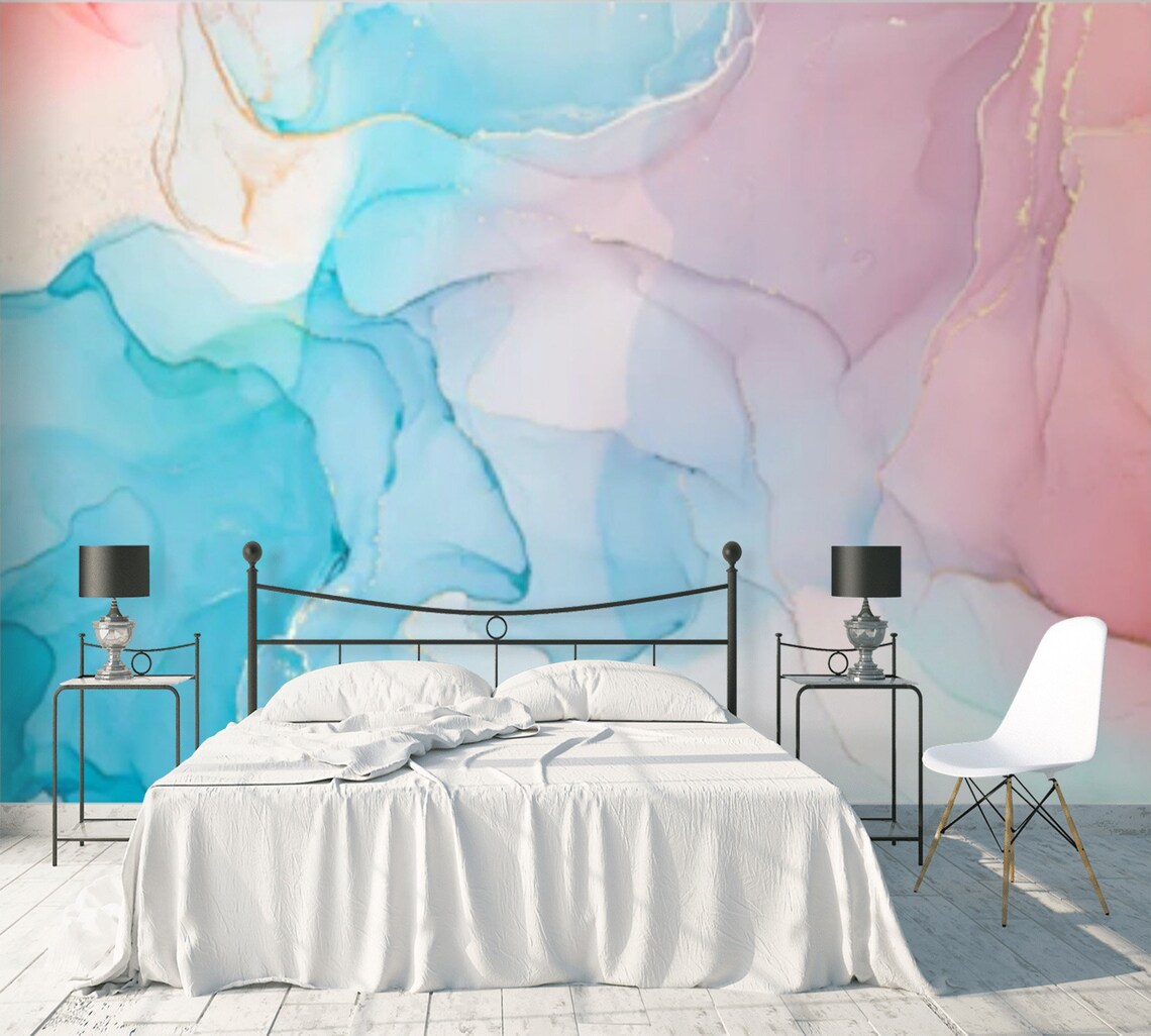 Peel and Stick Abstract Watercolor Wallpaper Mural Removable Etsy