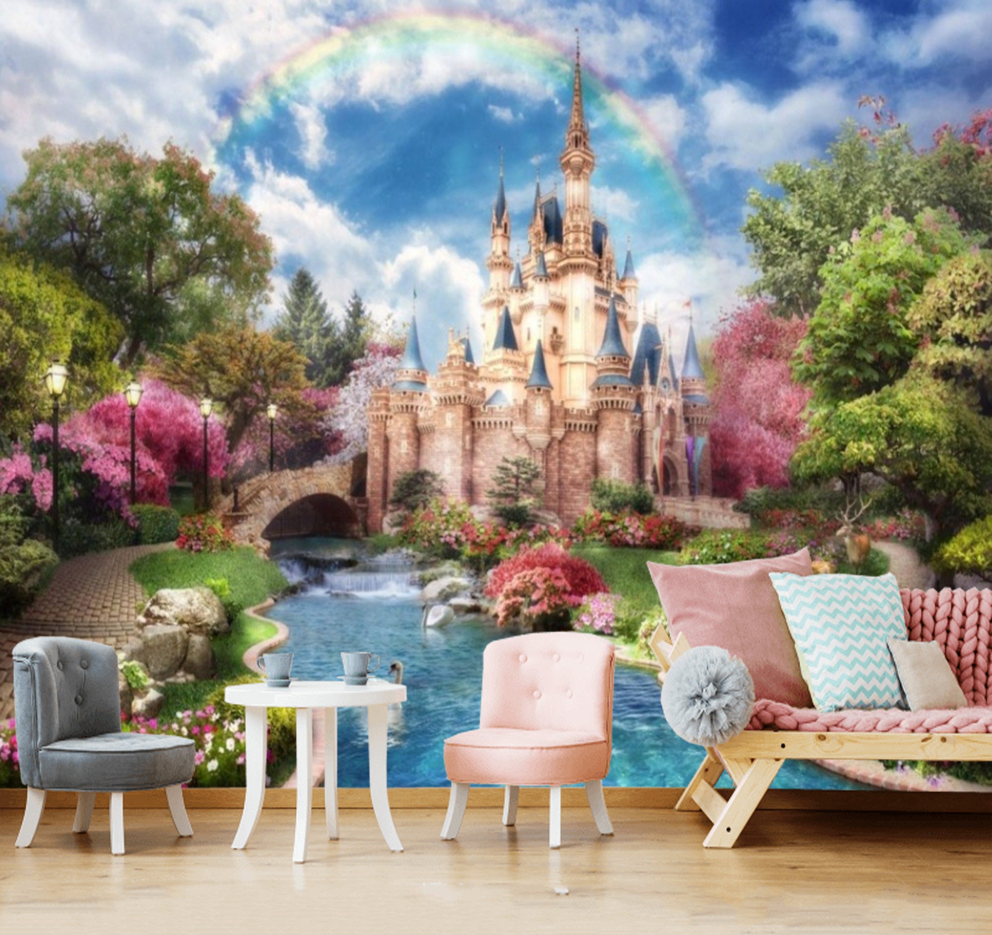 Removable Castle Wall Mural Girl's Bedroom Accent Wall Etsy