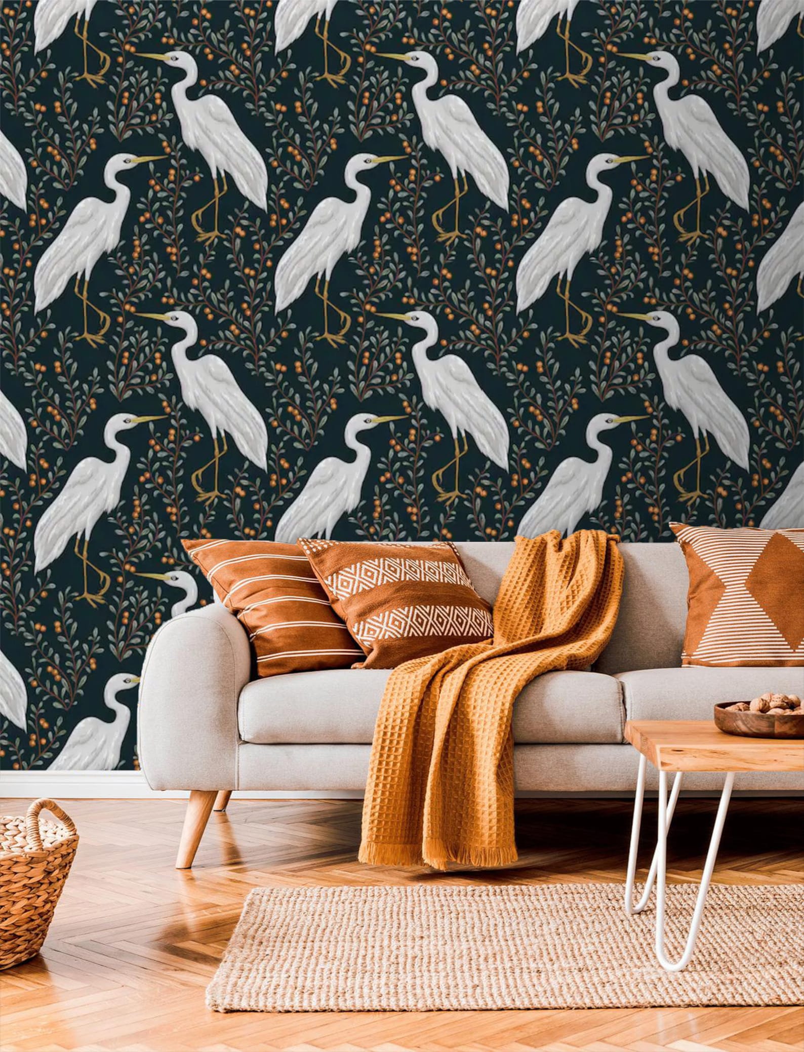 Wallpaper Crane Birds Removable Peel and Stick Chinoiserie | Etsy