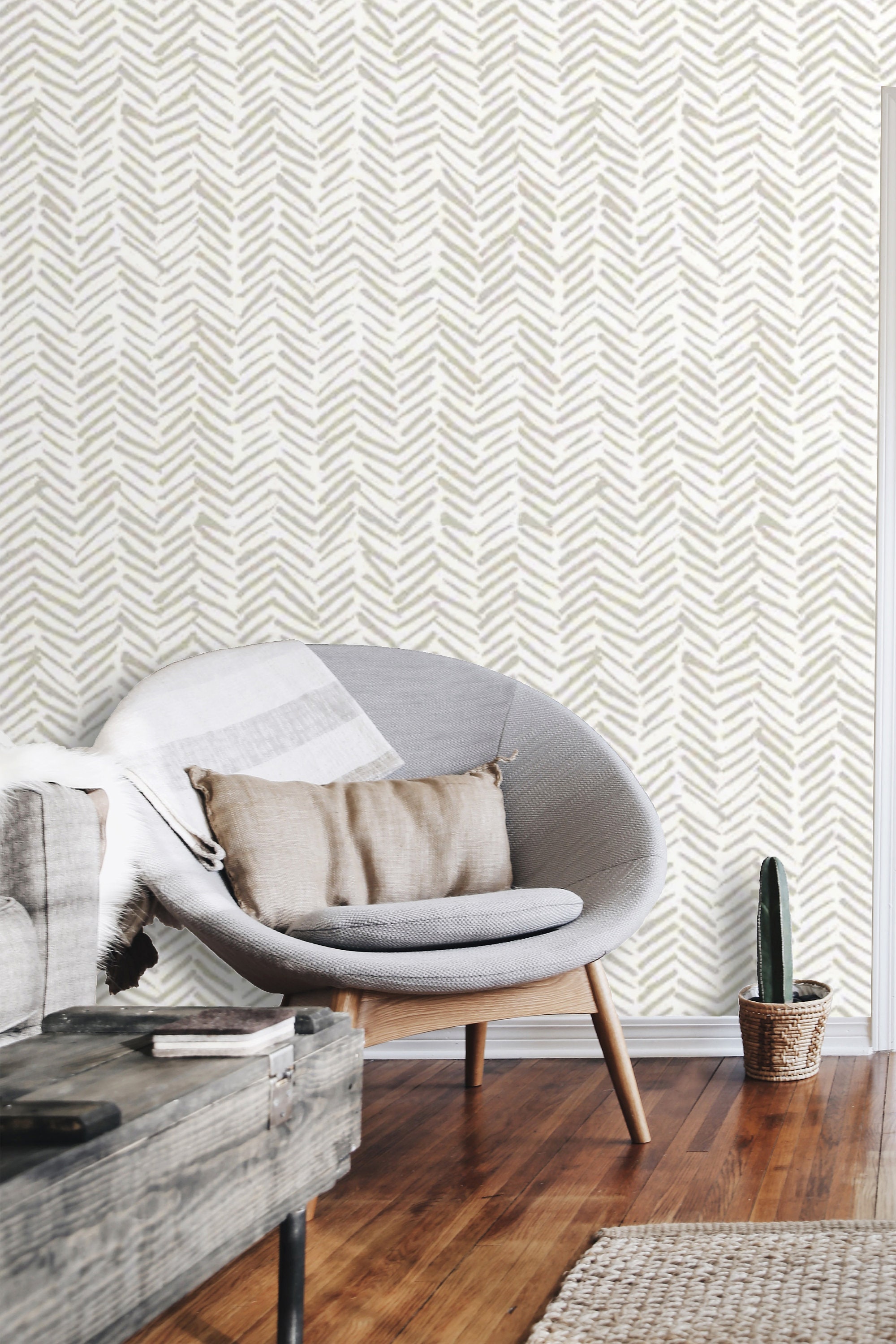 Herringbone Wallpaper Peel and stick Modern Removable Minimal Etsy