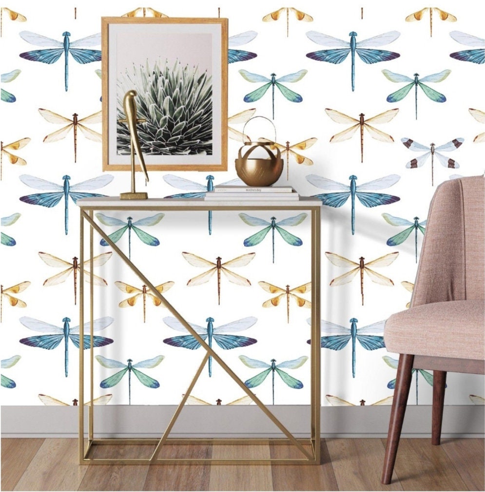Wallpaper Insect Dragonfly Wall Paper Removable Peel and Stick | Etsy