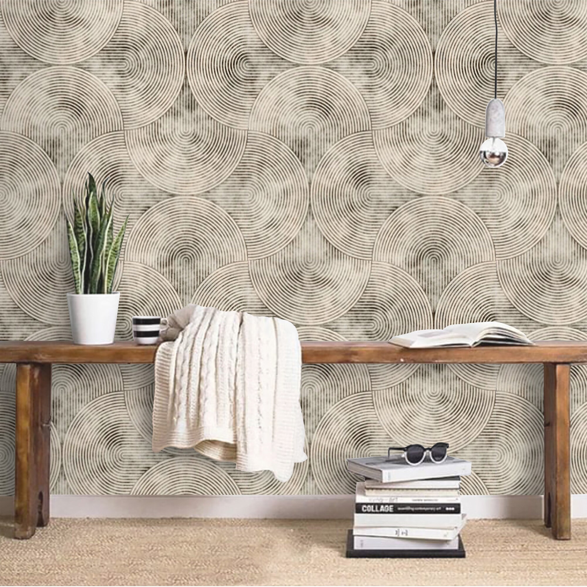 Abstract Wallpaper Geometric Neutral Beige Wall Paper Peel and Etsy
