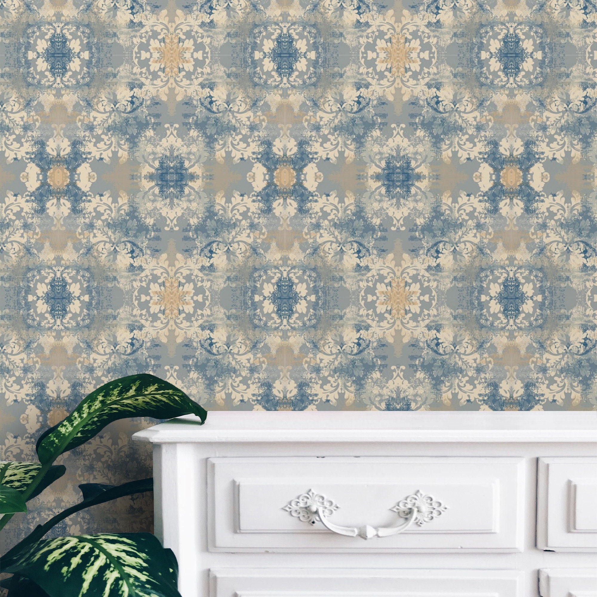 Damask Vintage Wallpaper Peel and Stick Self Adhesive or | Etsy