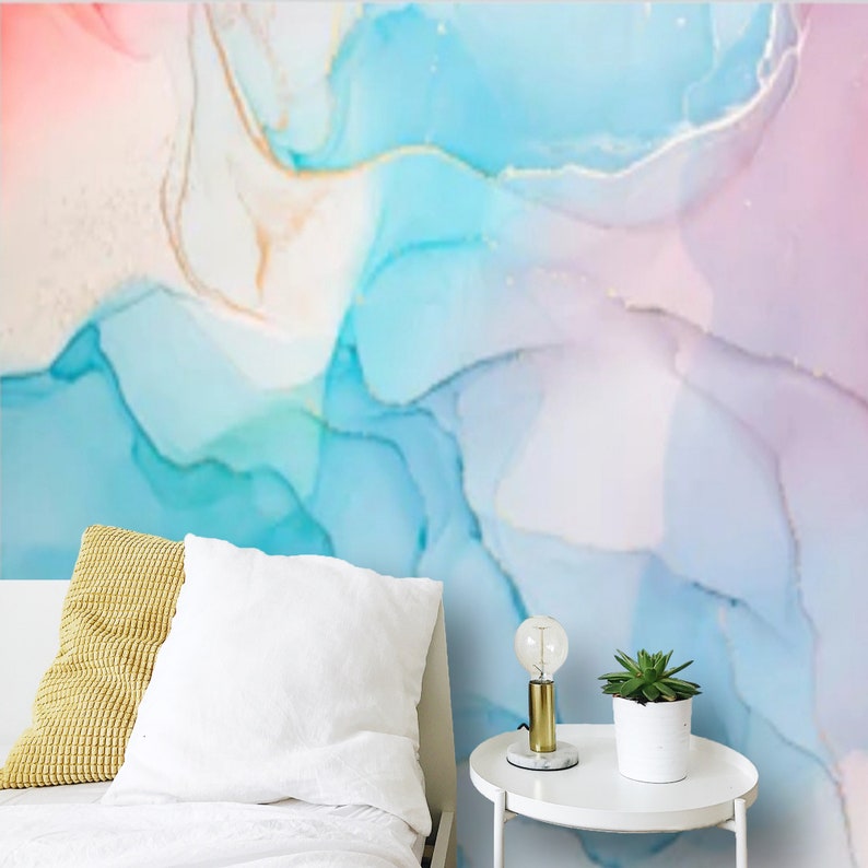 Peel and Stick Abstract Watercolor Wallpaper Mural Removable Etsy