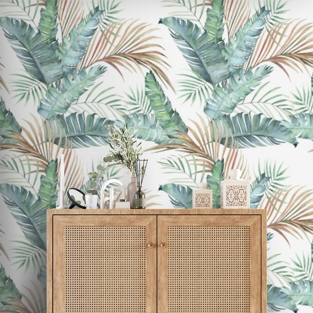 Palm Leaves Tropical Wallpaper Peel and Stick Removable or Traditional ...