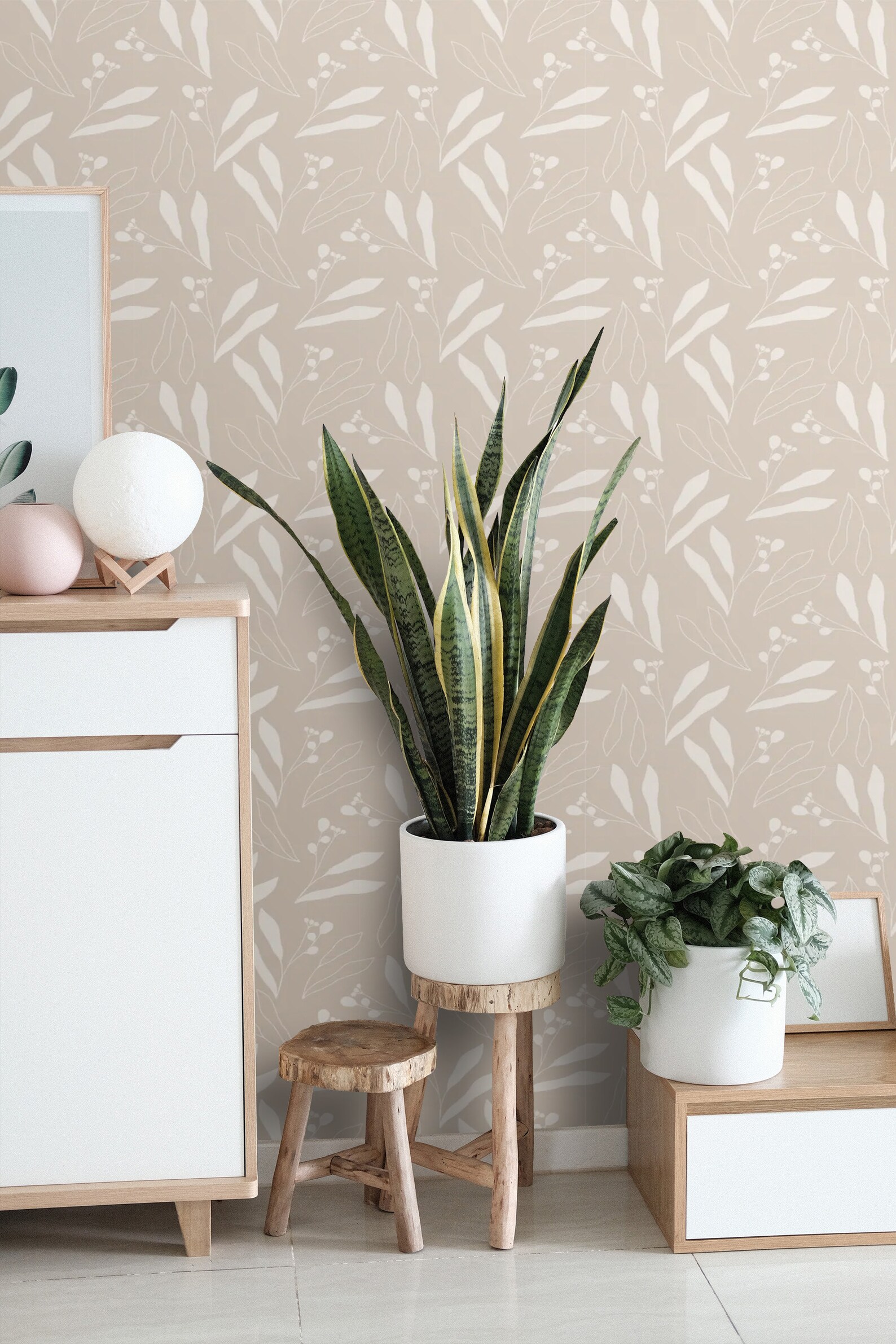 Minimalist Wallpaper Neutral Peel and Stick Botanical Wall | Etsy