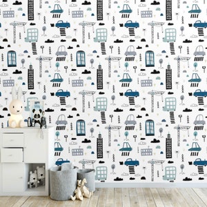 Wallpaper kids Cars boys room wall paper Peel and stick removable children wallpaper