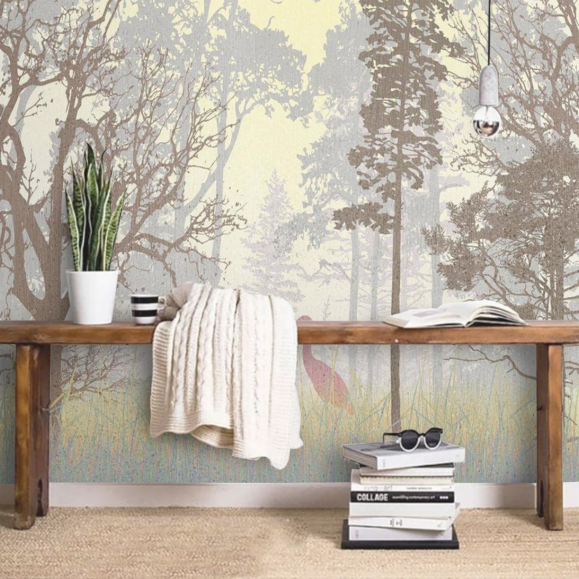 Foggy Forest Wall Mural Peel and Stick Wallpaper Mural | Etsy
