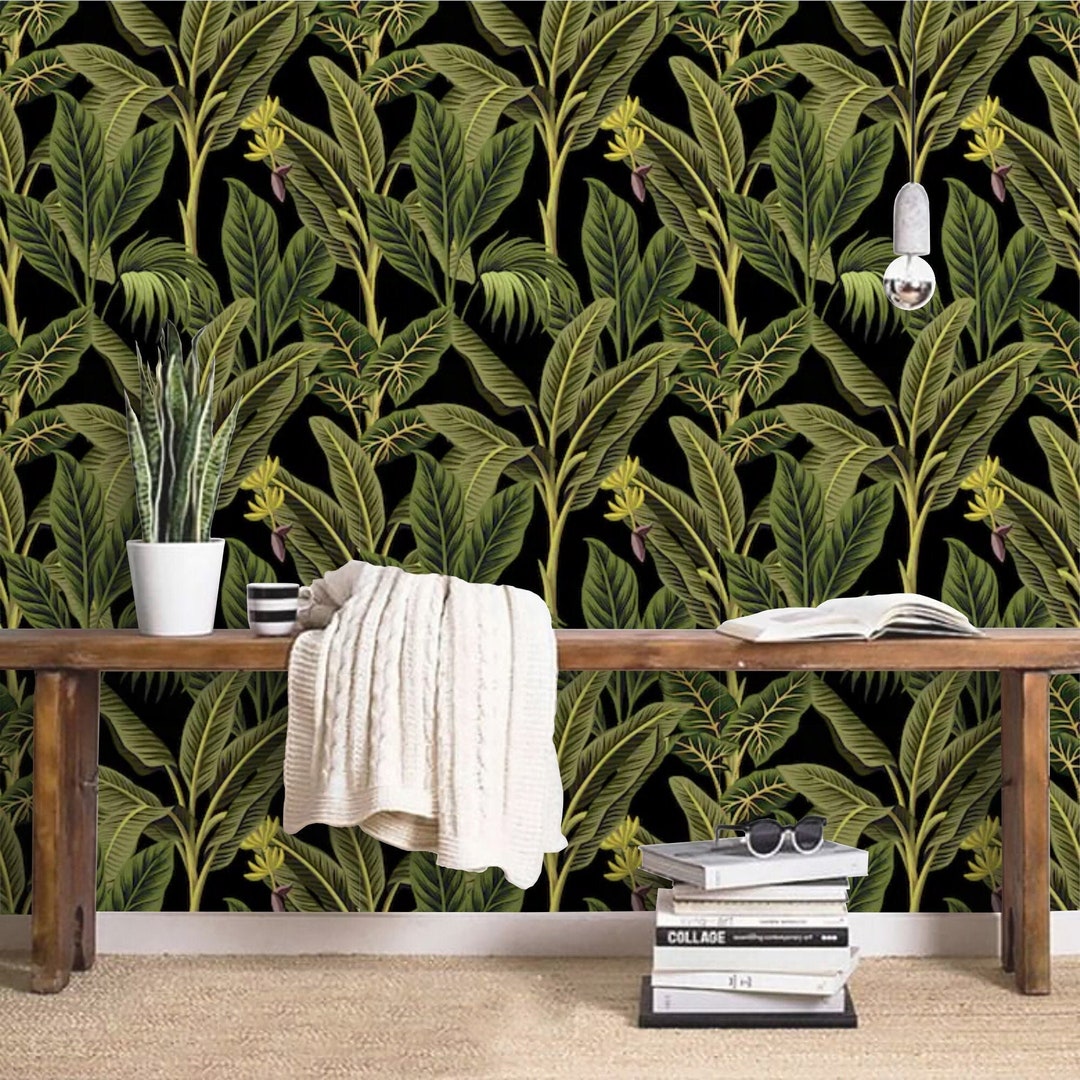 Tropical Wallpaper Dark Jungle Wall Paper Peel and Stick or Traditional ...