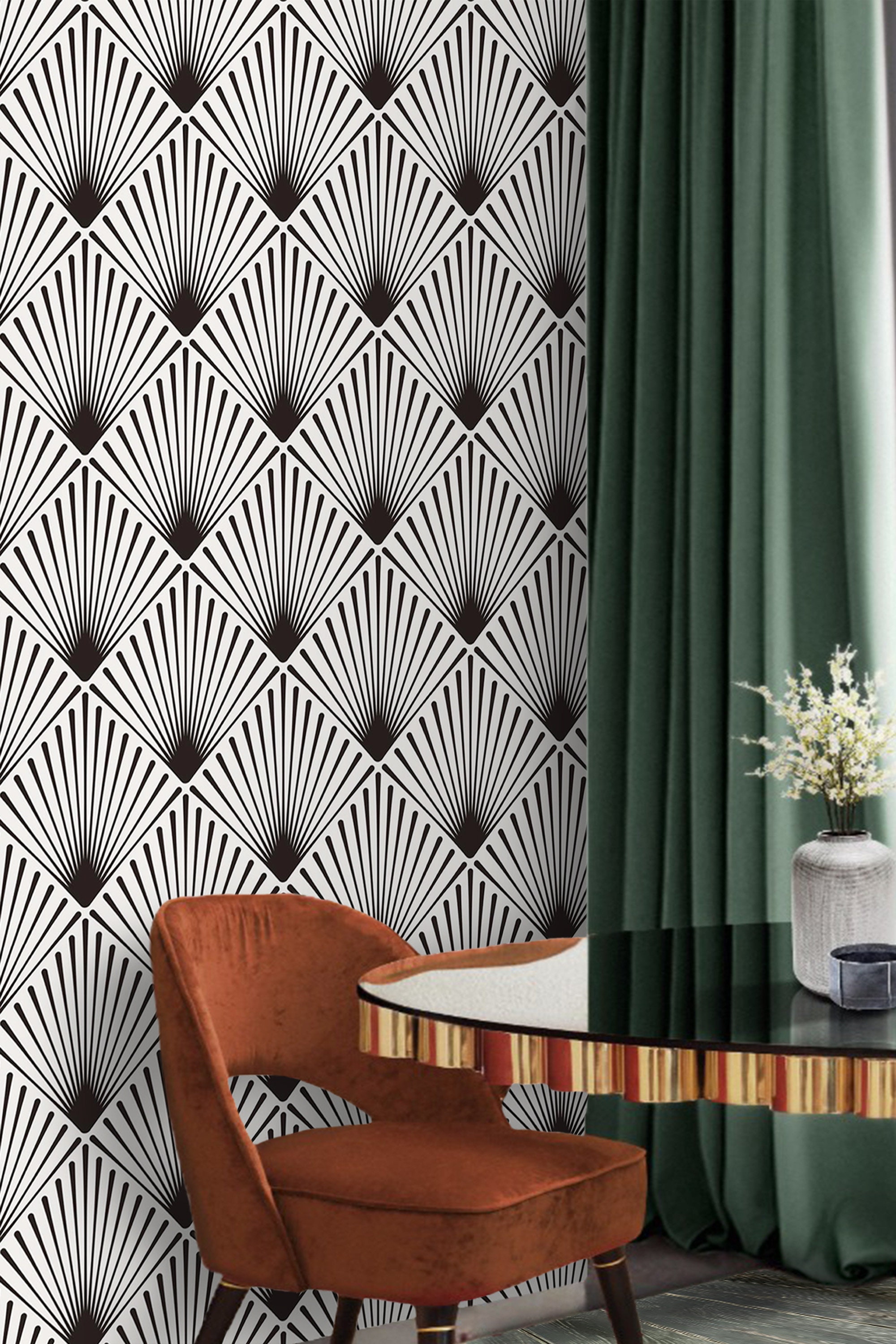 Art Deco Wallpaper Peel and stick Geometric Removable | Etsy