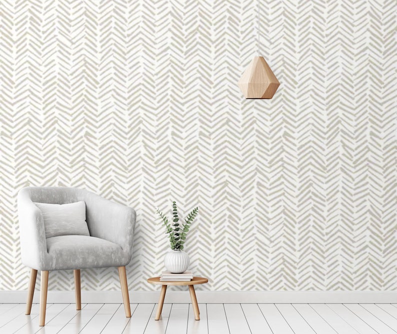 Herringbone Wallpaper Peel and stick Modern Removable Minimal Etsy