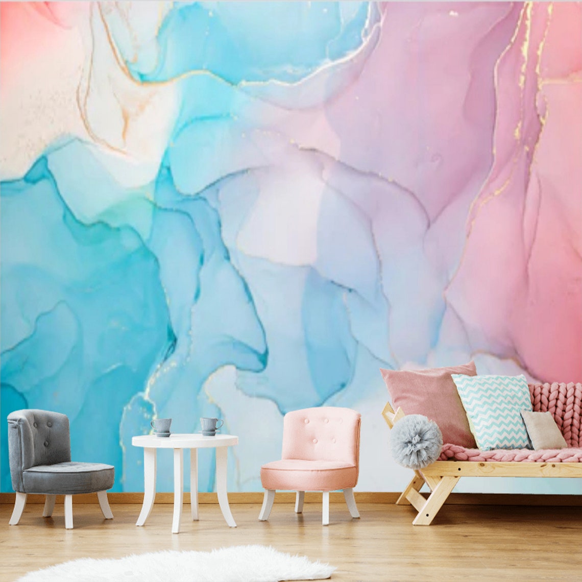 Peel and Stick Abstract Watercolor Wallpaper Mural Removable | Etsy