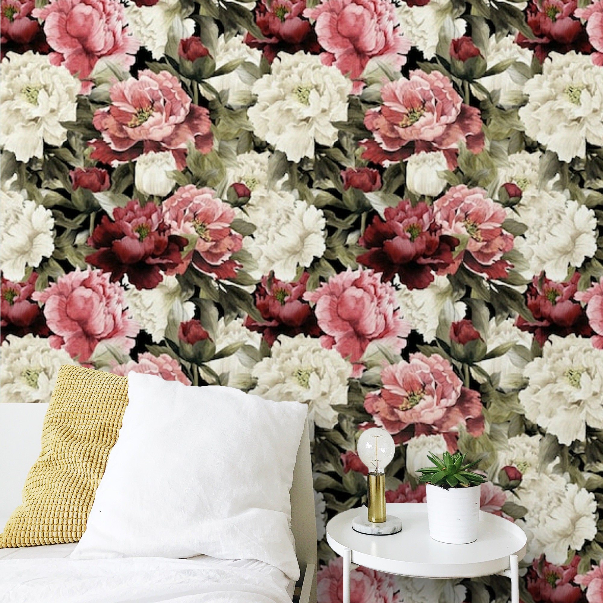 Floral Wallpaper Large Flowers Peel and Stick Wallpaper Mural | Etsy