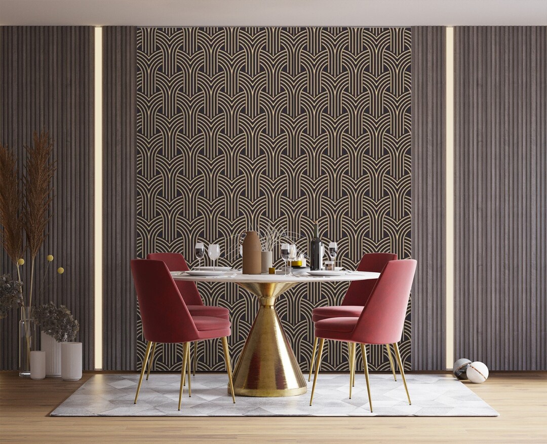 Dark Art Deco Wallpaper Geometric Wall Paper Peel and Stick Removable ...