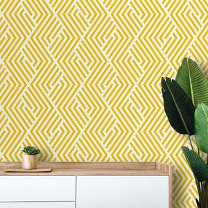 Geometric wallpaper Peel and stick removable or Traditional accent wallpaper