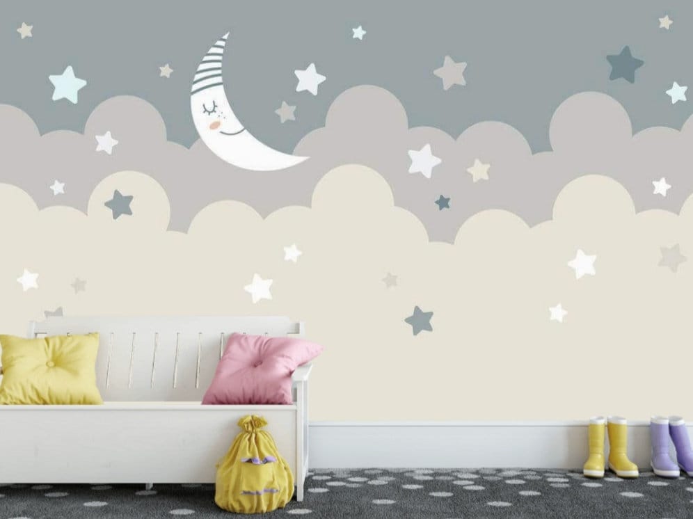 Peel and stick Nursery Wallpaper Neutral Mural Removable Self Etsy