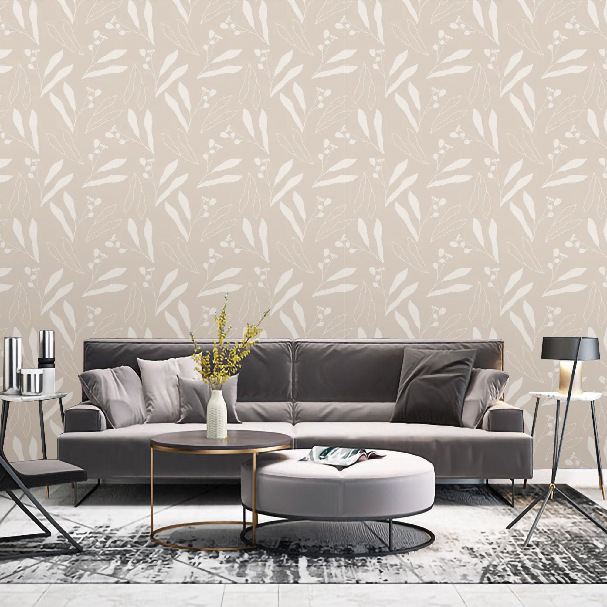 Minimalist Wallpaper Neutral Peel and Stick Botanical Wall | Etsy