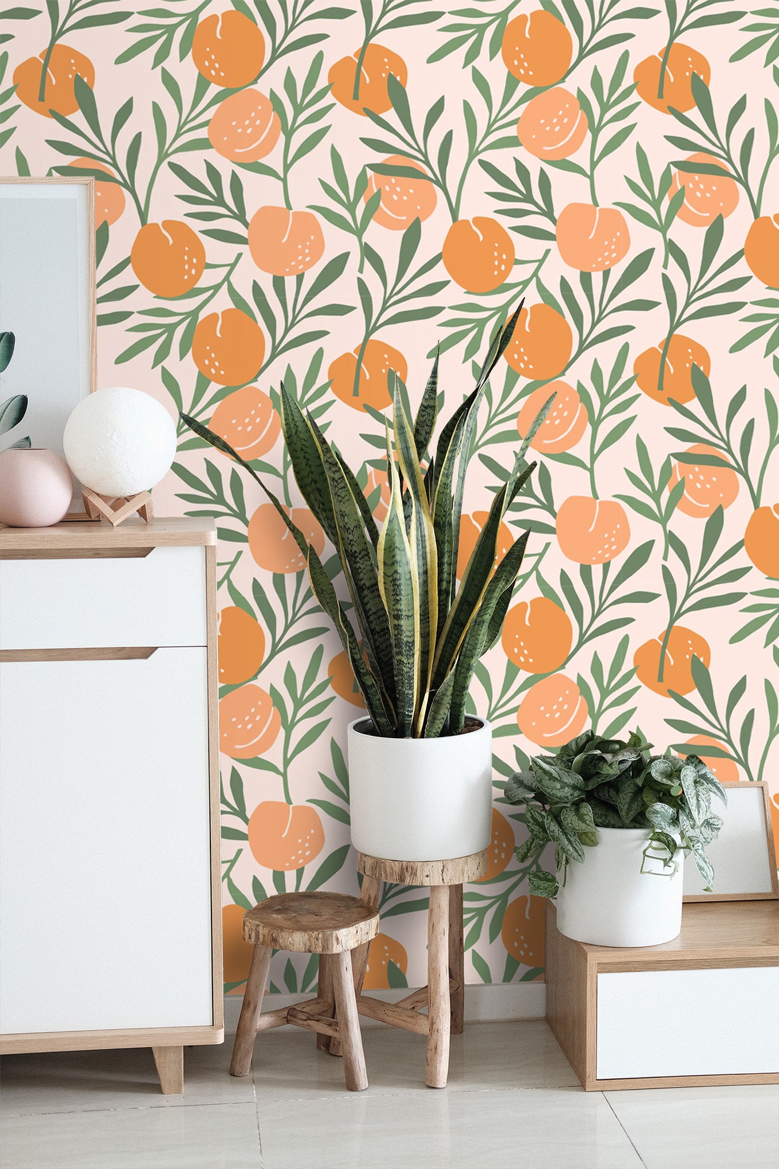 Peel and stick Wallpaper Orange Removable Self Adhesive Wall | Etsy