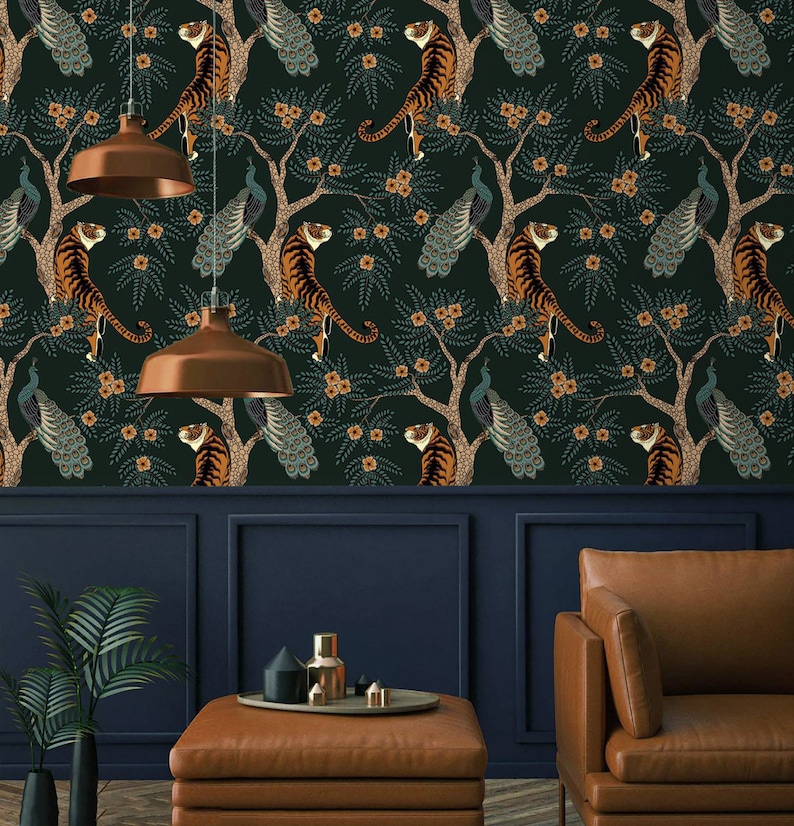Wallpaper Tigers Jungle Wild Animals Peel and Stick Wall Paper Etsy