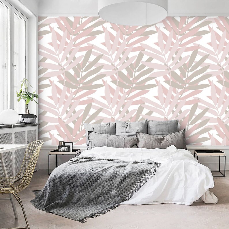 Leaves Wallpaper Peel and stick Removable or Traditional Wall | Etsy