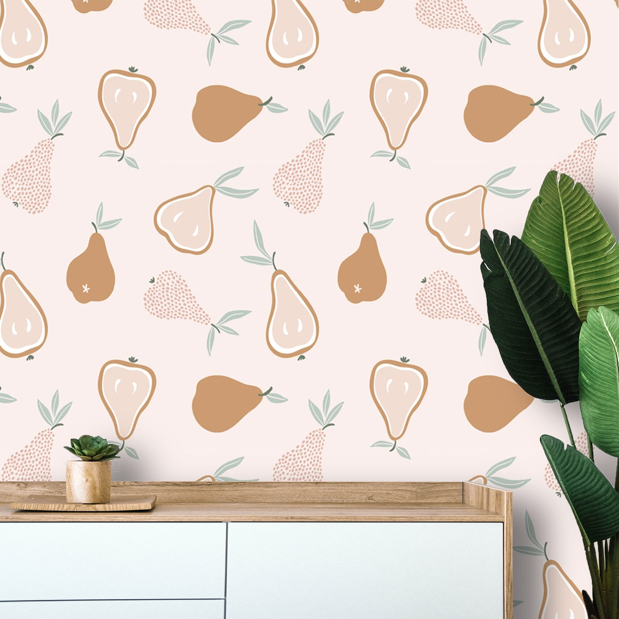 Fruit Wallpaper Pears Peel and stick Removable Wall Paper | Etsy