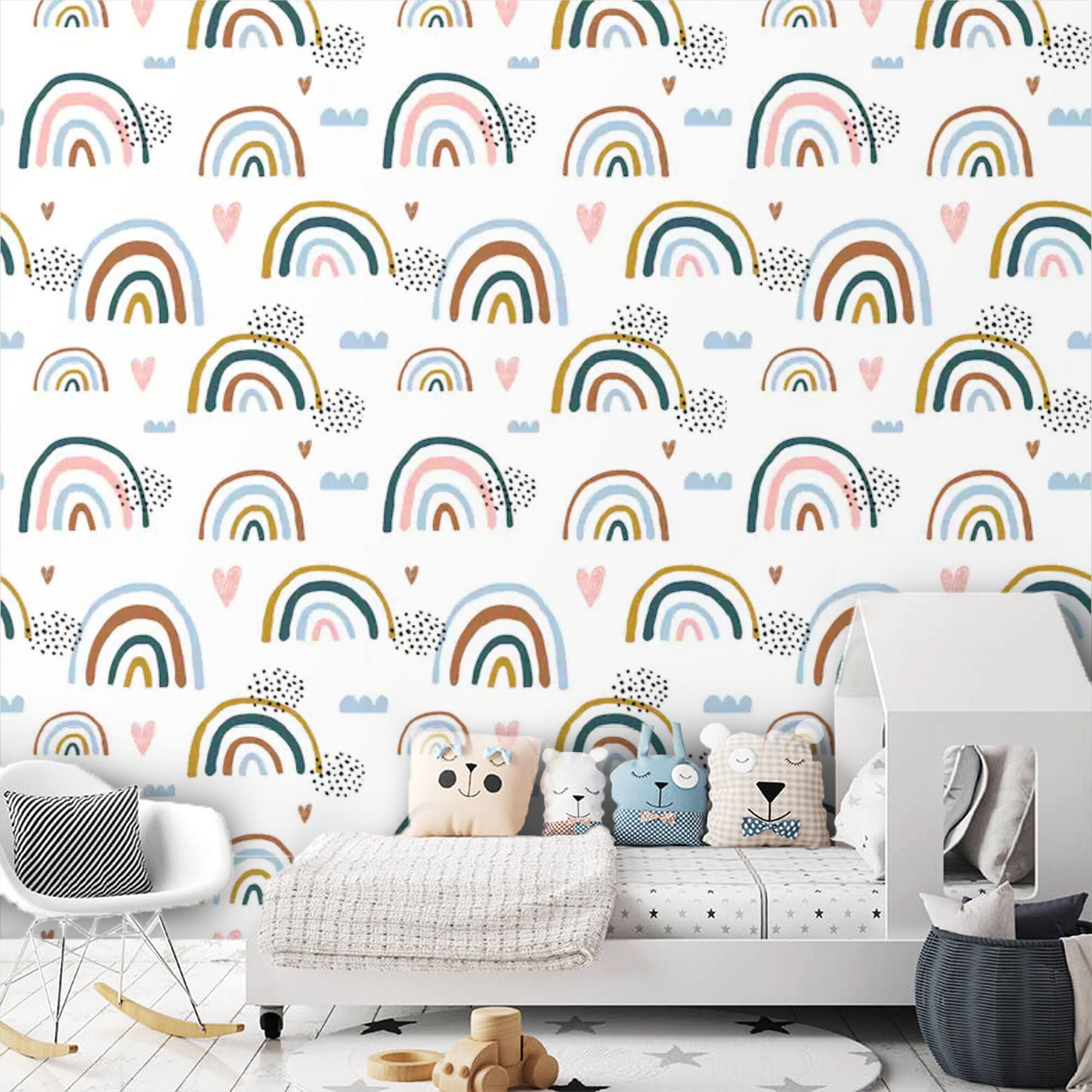 Peel and Stick Wallpaper Kids Rainbow Baby Nursery Wallpaper | Etsy
