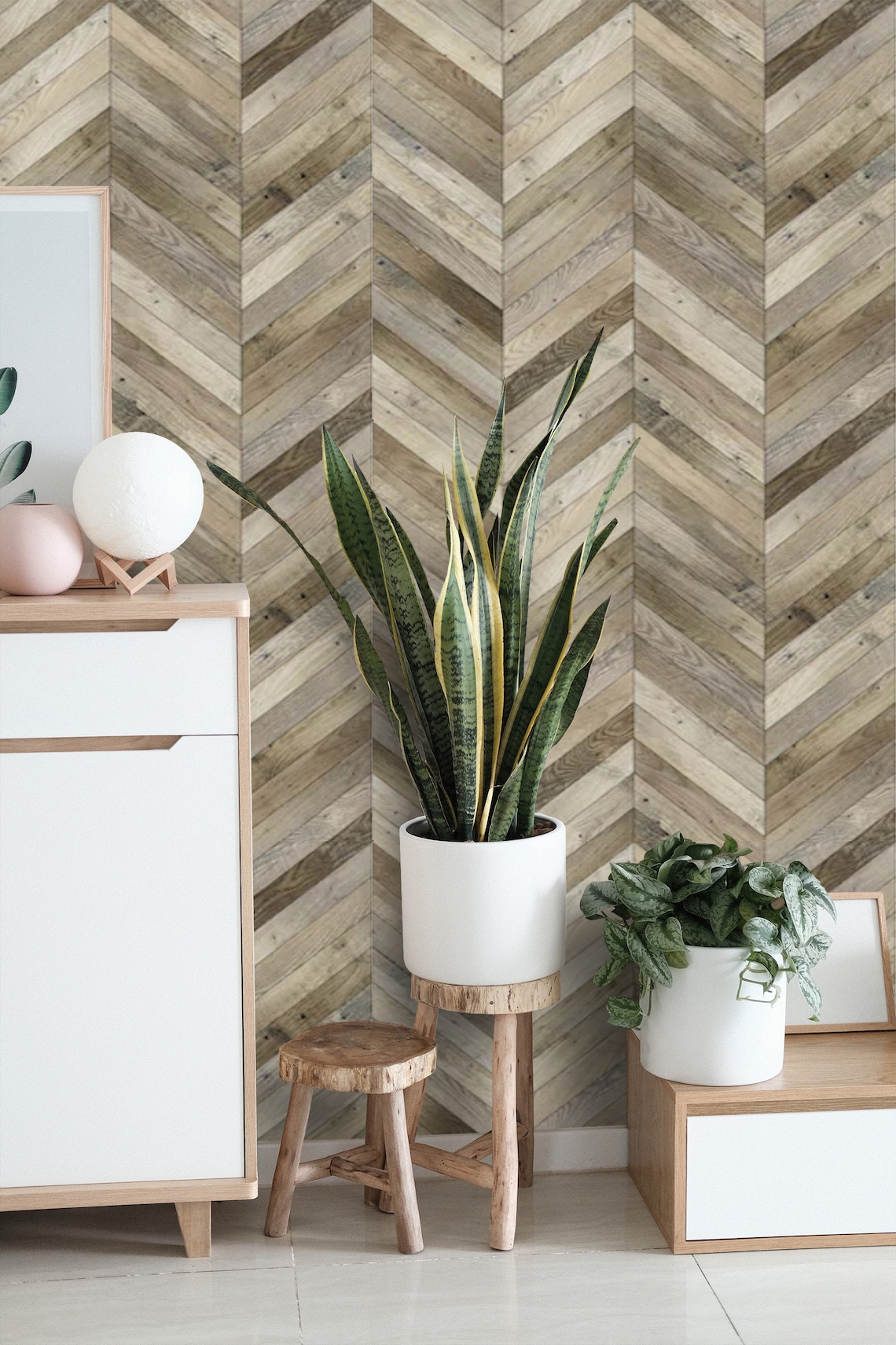 Herringbone Wood Wallpaper Peel and stick Removable Wallpaper Etsy