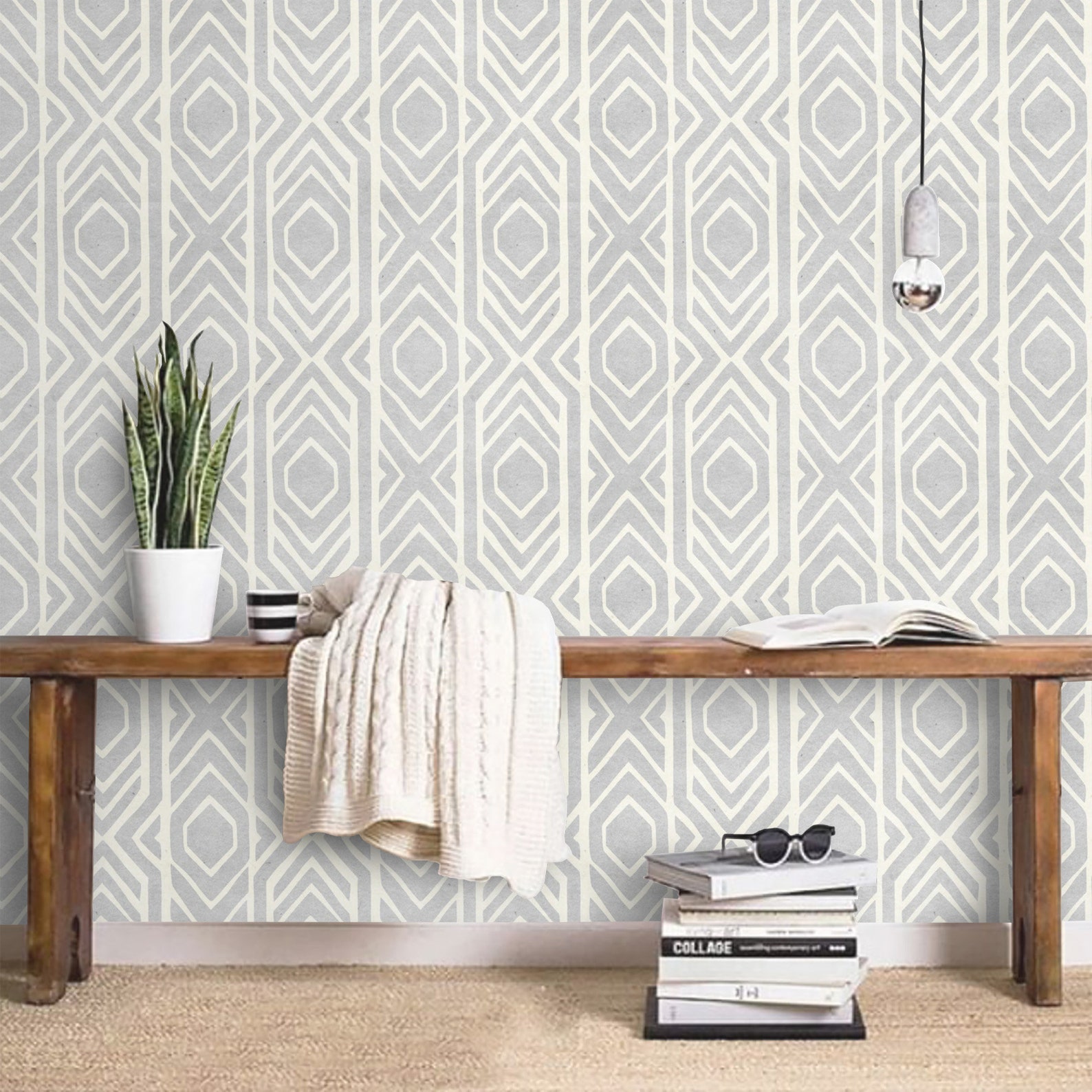 Boho Wallpaper Farmhouse neutral wall paper minimalist Peel Etsy