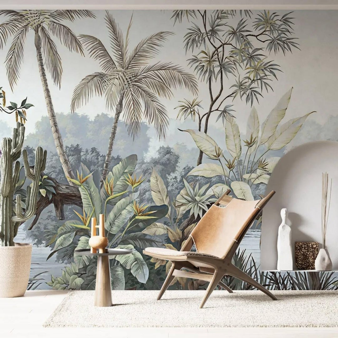 Tropical Wallpaper Jungles Wall Mural Peel and Stick Removable Accent ...