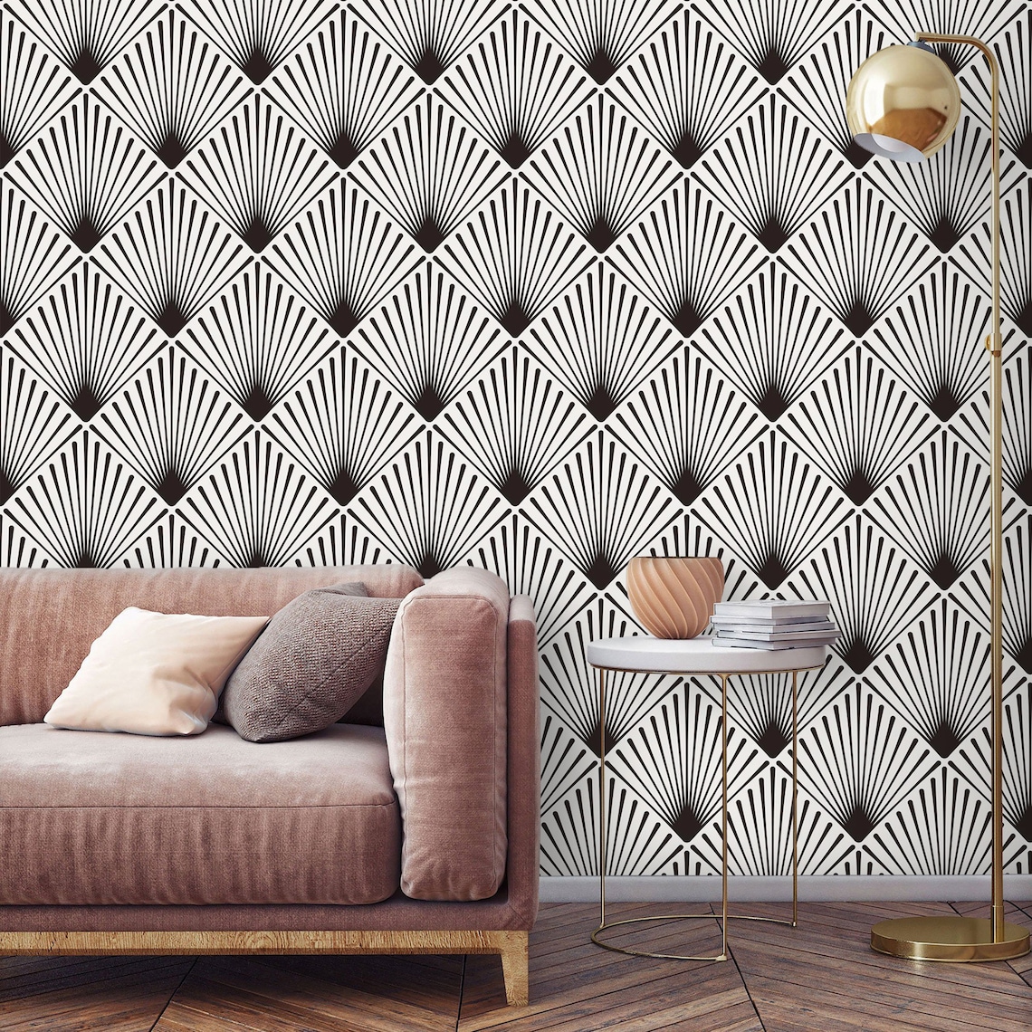 Art Deco Wallpaper Peel and stick Geometric Removable Etsy