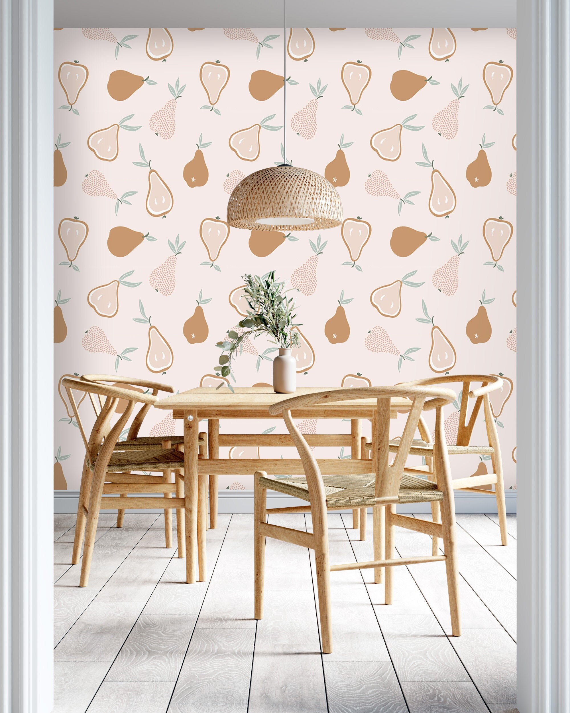 Fruit Wallpaper Pears Peel and stick Removable Wall Paper | Etsy