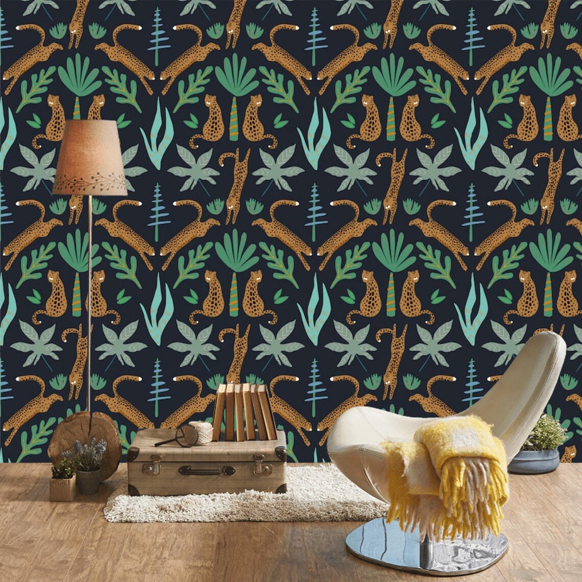 Peel and Stick Jungle Wallpaper Mural Removable Tropical Wall Etsy