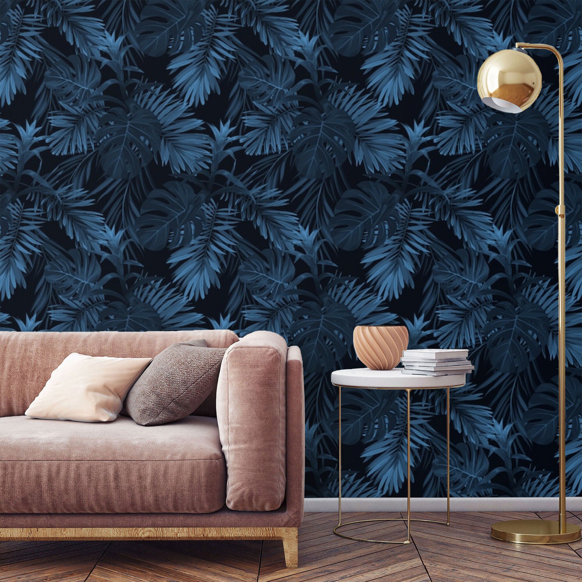 Tropical Wallpaper Dark Leaves Peel and Stick Wallpaper | Etsy