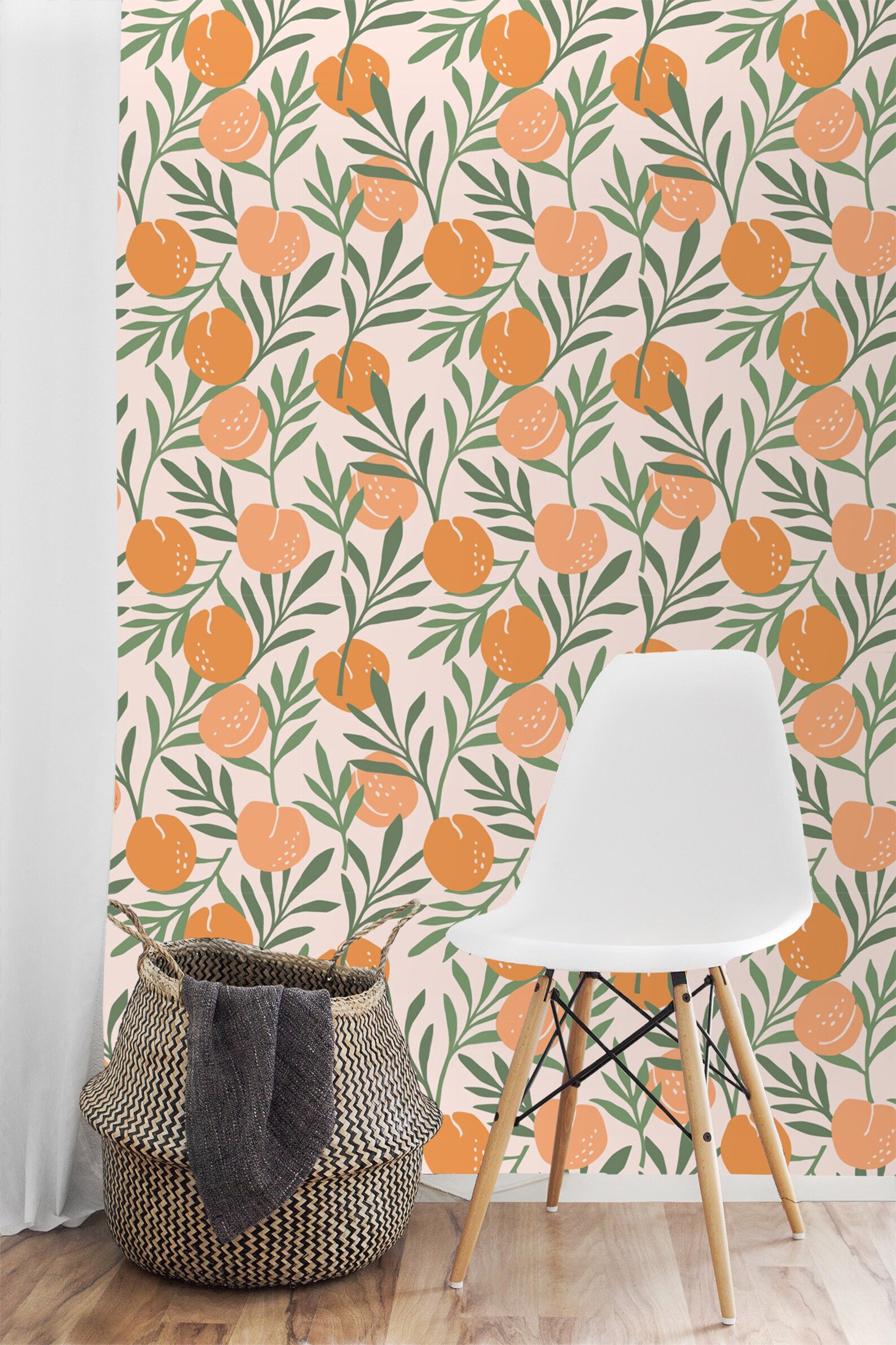 Peel and stick Wallpaper Orange Removable Self Adhesive Wall | Etsy