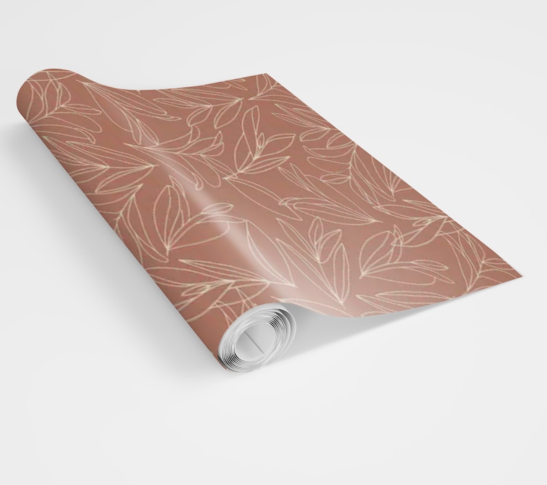 Modern Wallpaper Terracotta Peel and Stick Botanical Wallpaper | Etsy